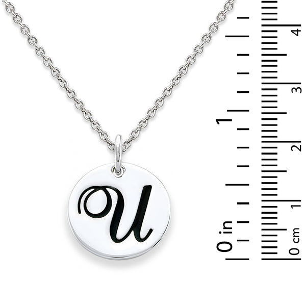 Sterling Silver 18-inch Initial U Pendant