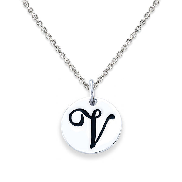 Sterling Silver 18-inch Initial V Pendant
