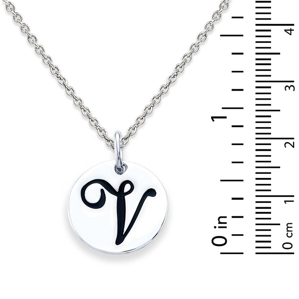 Sterling Silver 18-inch Initial V Pendant