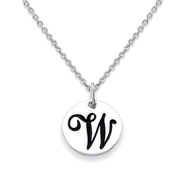 Sterling Silver 18-inch Initial W Pendant