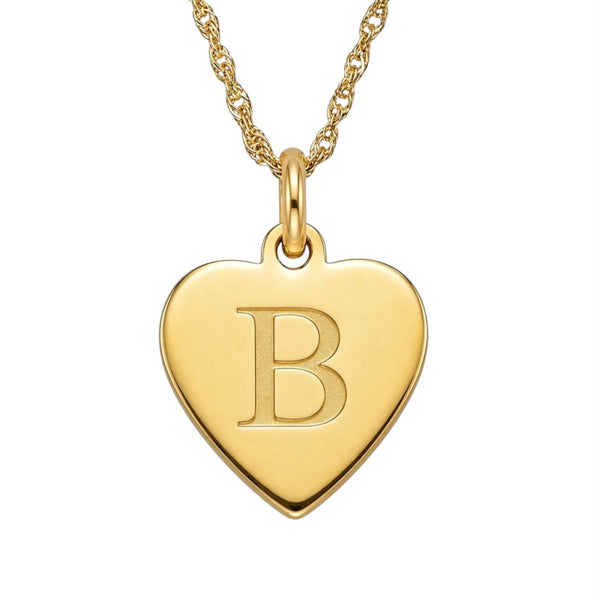 14KT Yellow Gold Plated Sterling Silver 18-inch Pendant. 14MM Initial B