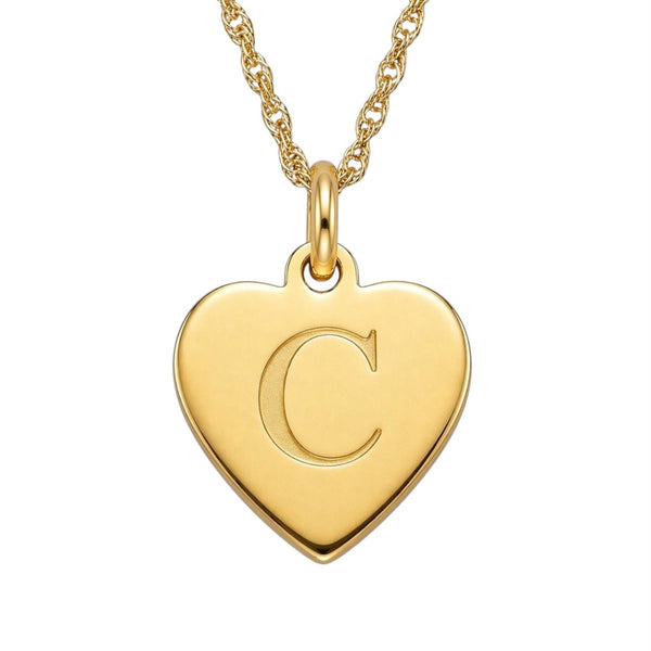 14KT Yellow Gold Plated Sterling Silver 18-inch Pendant. 14MM Initial C