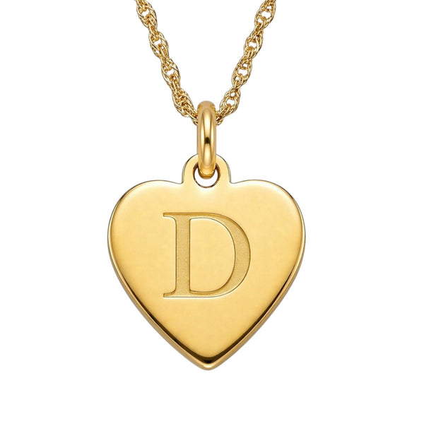 14KT Yellow Gold Plated Sterling Silver 18-inch Pendant. 14MM Initial D