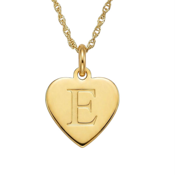 14KT Yellow Gold Plated Sterling Silver 18-inch Pendant. 14MM Initial E