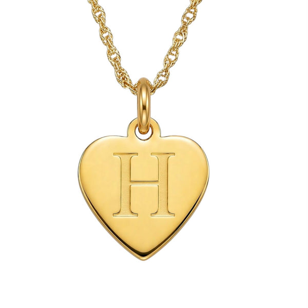 14KT Yellow Gold Plated Sterling Silver 18-inch Pendant. 14MM Initial H