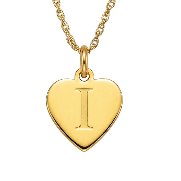 14KT Yellow Gold Plated Sterling Silver 18-inch Pendant. 14MM Initial I