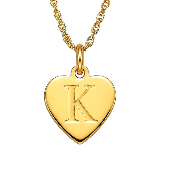 14KT Yellow Gold Plated Sterling Silver 18-inch Pendant. 14MM Initial K