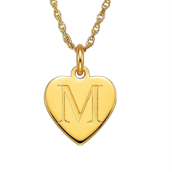 14KT Yellow Gold Plated Sterling Silver 18-inch Pendant. 14MM Initial M