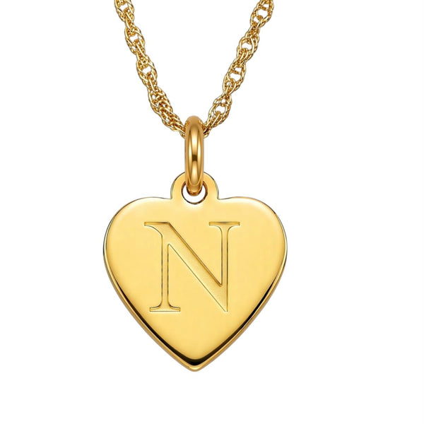 14KT Yellow Gold Plated Sterling Silver 18-inch Pendant. 14MM Initial N