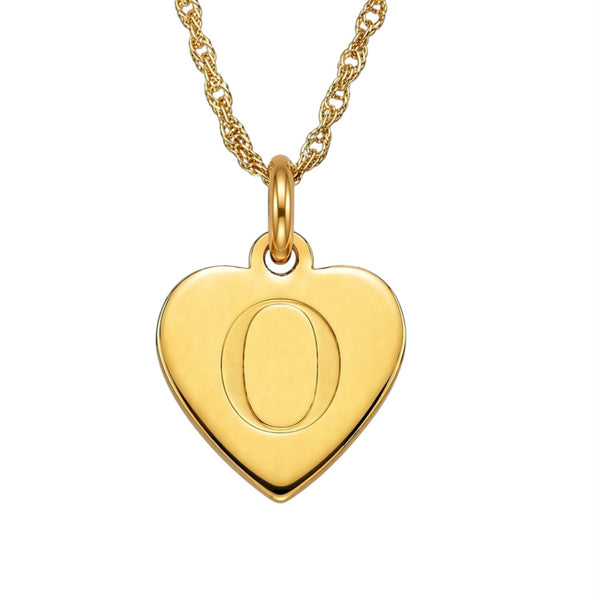 14KT Yellow Gold Plated Sterling Silver 18-inch Pendant. 14MM Initial O