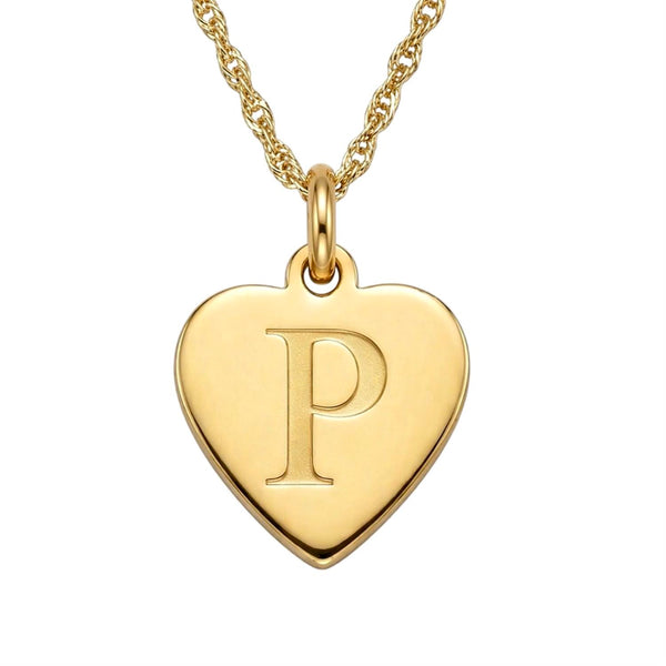 14KT Yellow Gold Plated Sterling Silver 18-inch Pendant. 14MM Initial P