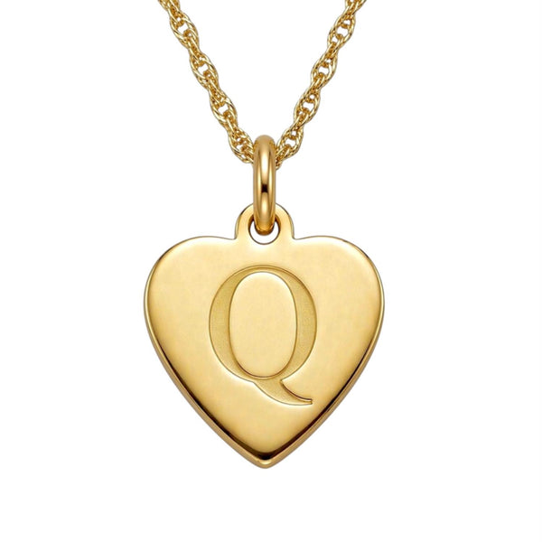 14KT Yellow Gold Plated Sterling Silver 18-inch Pendant. 14MM Initial Q
