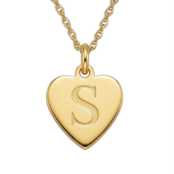 14KT Yellow Gold Plated Sterling Silver 18-inch Pendant. 14MM Initial S