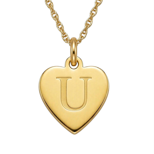 14KT Yellow Gold Plated Sterling Silver 18-inch Pendant. 14MM Initial U