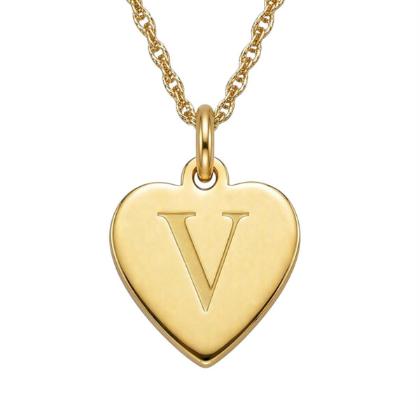 14KT Yellow Gold Plated Sterling Silver 18-inch Pendant. 14MM Initial V