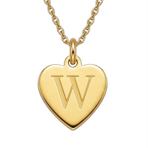 14KT Yellow Gold Plated Sterling Silver 18-inch Pendant. 14MM Initial W