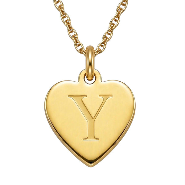 14KT Yellow Gold Plated Sterling Silver 18-inch Pendant. 14MM Initial Y