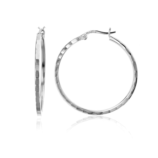 Sterling Silver 2X35MM Square Tube Hoop Earrings