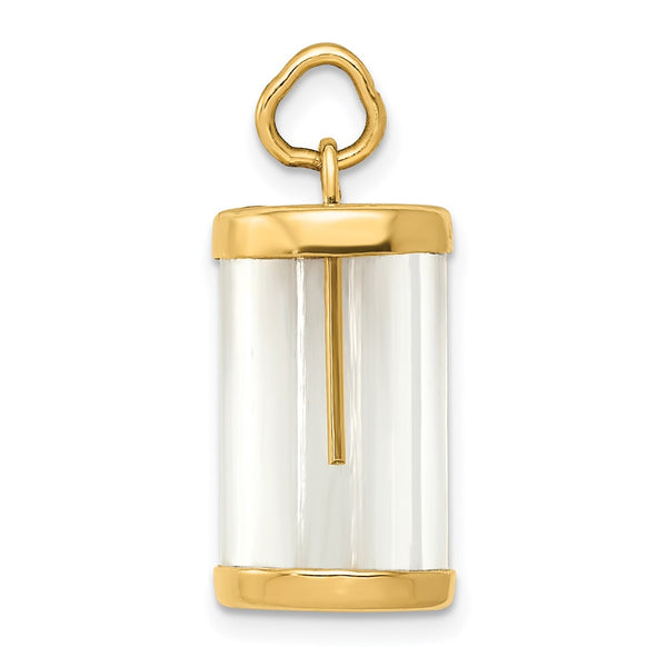 14KT Yellow Gold 22X11MM Three Dimensional Fillable Capsule Pendant. Chain Not Included