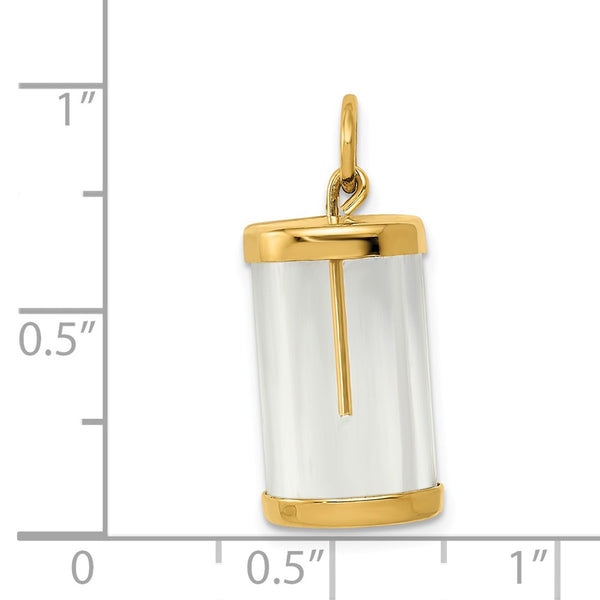 14KT Yellow Gold 22X11MM Three Dimensional Fillable Capsule Pendant. Chain Not Included