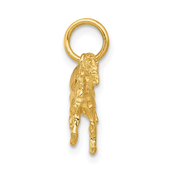 14KT Yellow Gold 14X16MM Childrens Unicorn Pendant. Chain Not Included