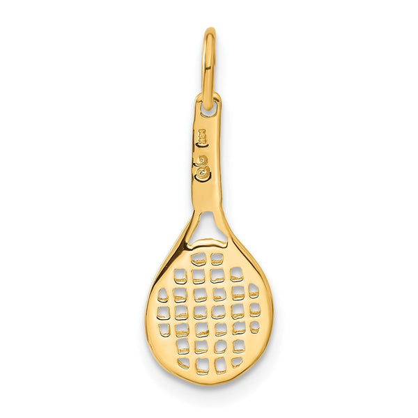 14KT Gold Racquet Charm Pendant. Chain not Included.