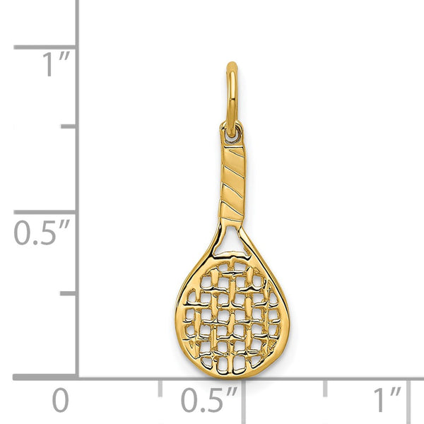 14KT Gold Racquet Charm Pendant. Chain not Included.