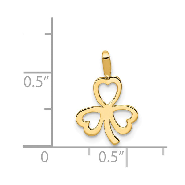 14KT Yellow Gold 15X10MM Clover Pendant. Chain Not Included