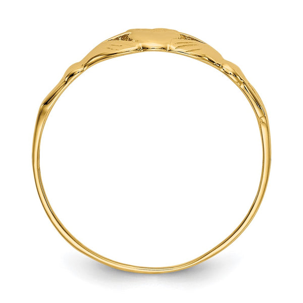 14KT Yellow Gold Childrens Claddagh Ring. Size 4.5