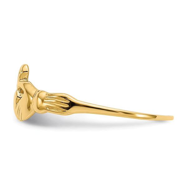 14KT Yellow Gold Childrens Claddagh Ring. Size 4.5