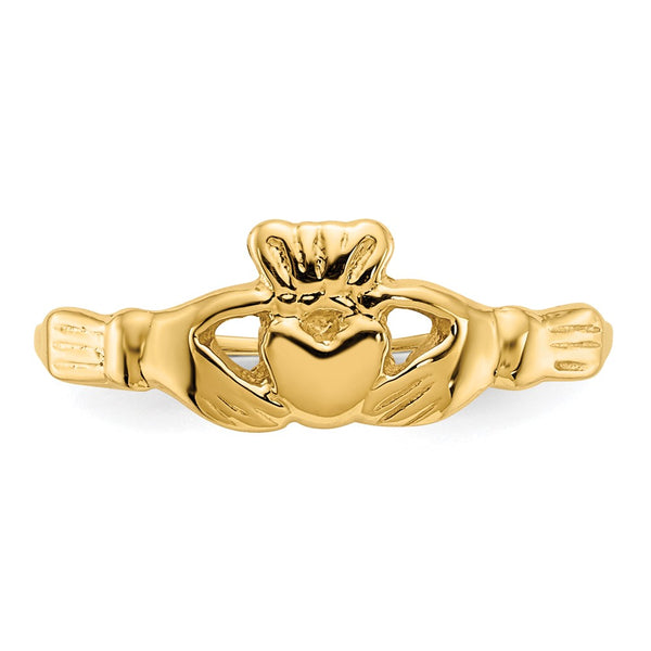 14KT Yellow Gold Childrens Claddagh Ring. Size 4.5