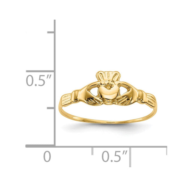 14KT Yellow Gold Childrens Claddagh Ring. Size 4.5