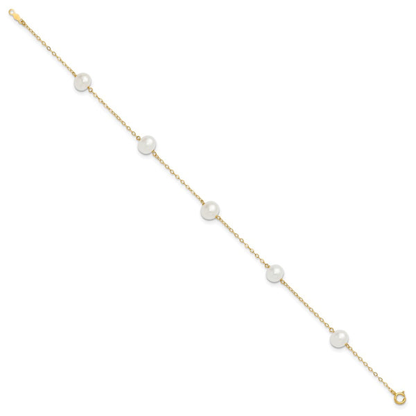 14KT Yellow Gold 7MM Pearl 9-inch Anklet