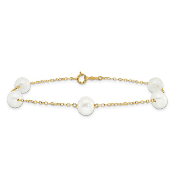 14KT Yellow Gold 7MM Pearl 9-inch Anklet
