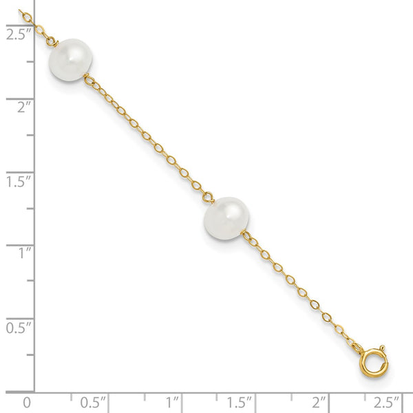 14KT Yellow Gold 7MM Pearl 9-inch Anklet