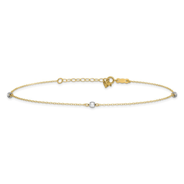 14KT White and Yellow Gold 9+1-inch extender Adjustable Anklet