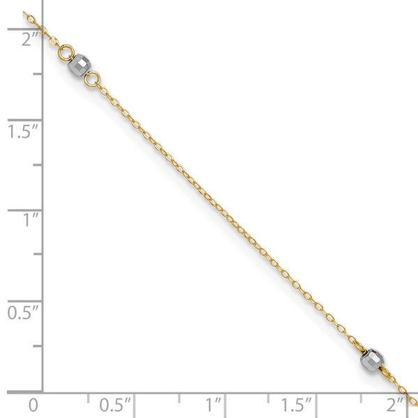 14KT White and Yellow Gold 9+1-inch extender Adjustable Anklet