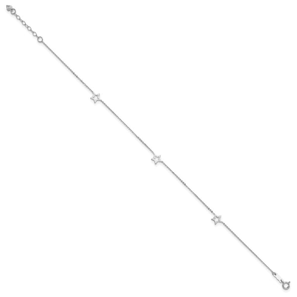 14KT White Gold 9+1-inch extender Adjustable Anklet