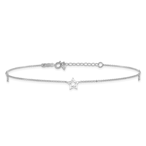 14KT White Gold 9+1-inch extender Adjustable Anklet