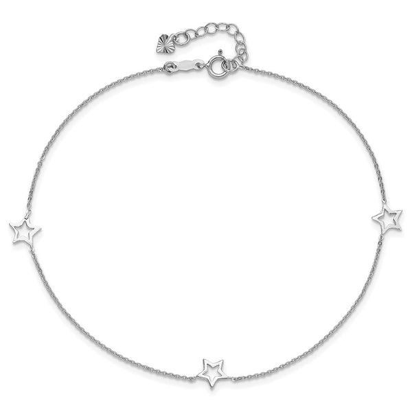 14KT White Gold 9+1-inch extender Adjustable Anklet