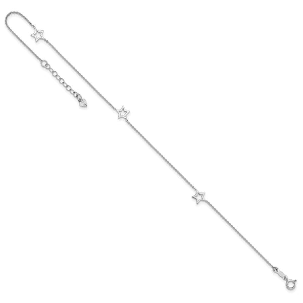 14KT White Gold 9+1-inch extender Adjustable Anklet