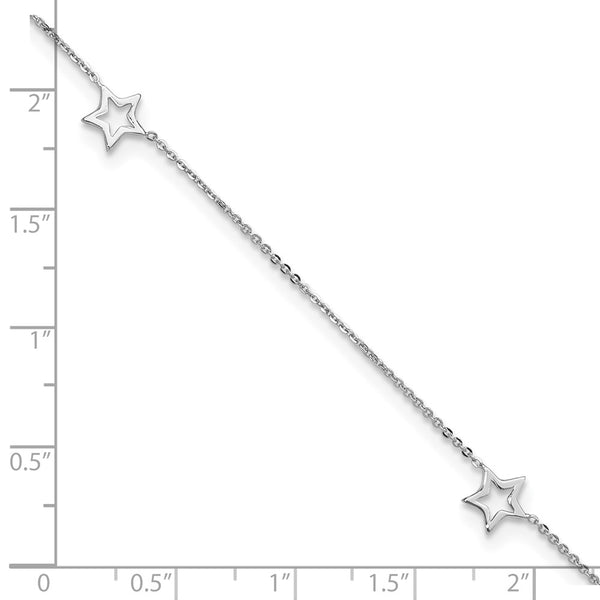 14KT White Gold 9+1-inch extender Adjustable Anklet