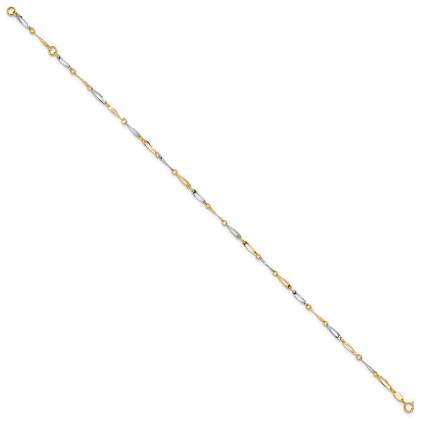14KT White and Yellow Gold 10.5-inch 2.2MM Anklet