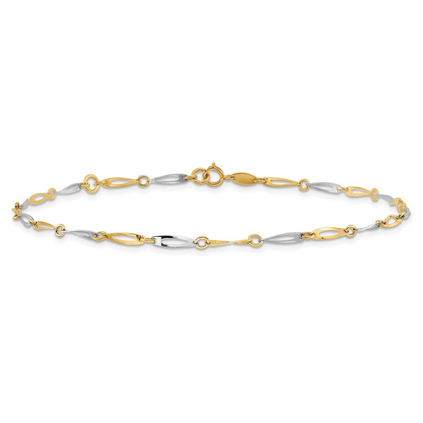14KT White and Yellow Gold 10.5-inch 2.2MM Anklet