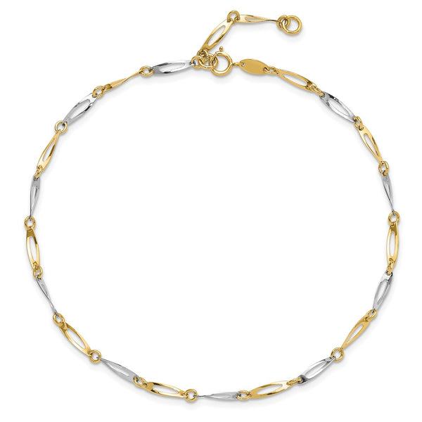 14KT White and Yellow Gold 10.5-inch 2.2MM Anklet