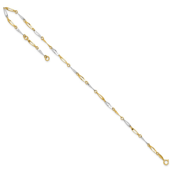 14KT White and Yellow Gold 10.5-inch 2.2MM Anklet
