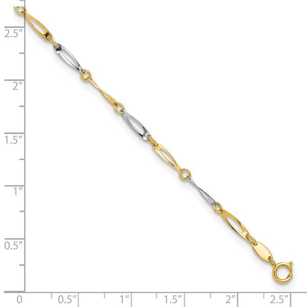 14KT White and Yellow Gold 10.5-inch 2.2MM Anklet