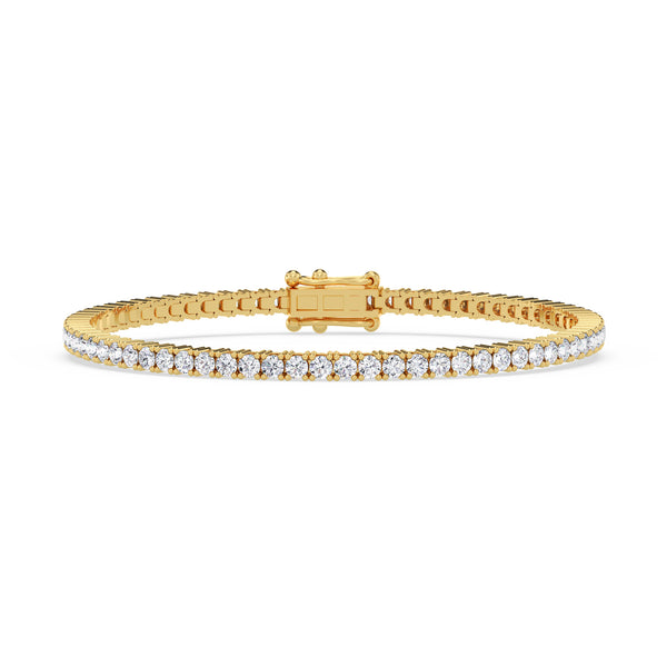 Iva 3 CTW Lab Grown Round Diamond Tennis Bracelet 14KT Yellow Gold Vermeil