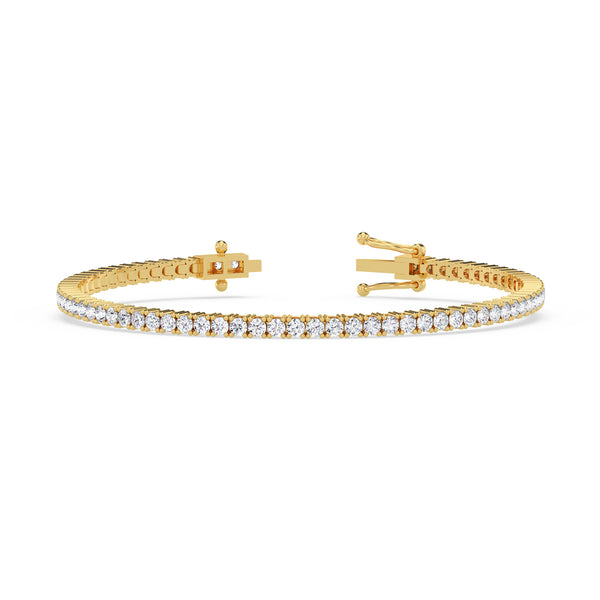 Iva 3 CTW Lab Grown Round Diamond Tennis Bracelet 14KT Yellow Gold Vermeil