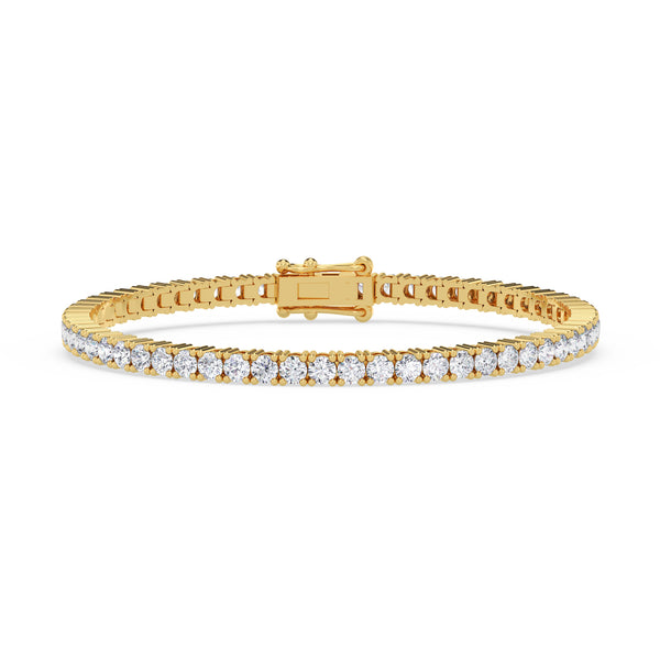 Iva 5 CTW Lab Grown Round Diamond Tennis Bracelet 14KT Yellow Gold Vermeil
